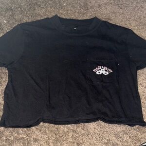 Black Cropped T-Shirt with Peace Unity Design